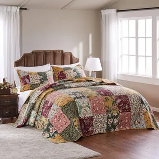 Greenland Home 100% Baumwolle, authentisches Patchwork-Bettwäsche-Set, Mehrfarbig, Kingsize-Bett