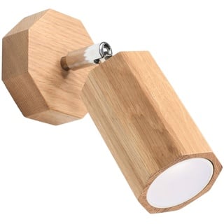 Sollux Lighting Deckenlampe Holz Eiche Farbe achteckig Design minimalistisch modern für Schlafzimmer Wohnzimmer skandinavischer Stil GU10 A++-E 8/19,5/17,5 cm 1x Leuchtmittel Zeke