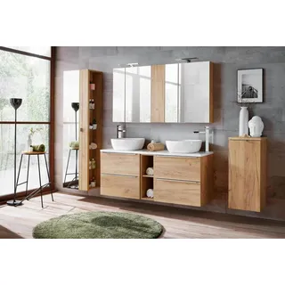 Design Badezimmer Möbel Bad 8 tlg. Set Garnitur Schrank Waschbecken Bedemöbel - Braun