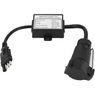 Anhängerstecker Lichtkonverter Adapter für Anhängerkupplung Elektro USA 4 Pin auf EUR 7 Pin mit Stopp- und Bremssignal Trennfunktion
