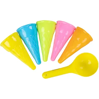 IDENA 40376 - Sandspielzeug Set Eiscreme mit Löffel, mehrfarbig 6 Teile