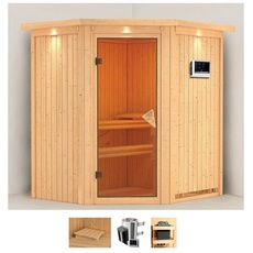 Bild Sauna »Tomke«, (Set), 3,6-kW-Plug & Play Ofen mit externer Steuerung beige