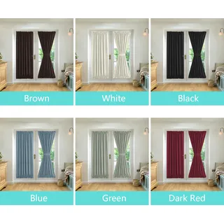 2-teilige französische Türvorhänge mit Stangentaschen-Raffhalter für den Innenbereich, Sonnenschutz, Sichtschutz, Ösen, Thermo-Verdunkelungsvorhang für Fenster, Küche, Terrassentüren, 63,5 x 182,9 cm