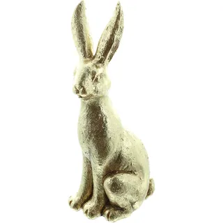 Hase, Hasenfigur, Osterdeko, Dekofigur aus Fiberglas, Gold lackiert, Osterdeko, ca. 19 X 12.5 X 42cm Innenbereich .Bestellen Sie passend dazu die goldenen Ostereier Best.Nr.- B08P5ZZ2HM