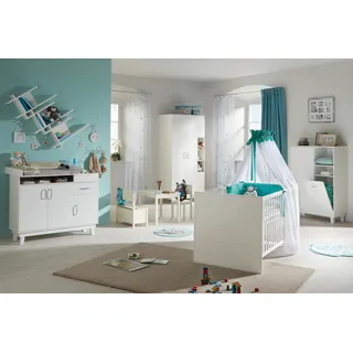 roba® Babyzimmer-Komplettset »Nordic, weiß«, (Set, 3 tlg., Kinderbett, Wickelkommode, Kleiderschrank), Kinderbett, Wickelkommode und 2-trg. Kleiderschrank; Made in Europe, weiß