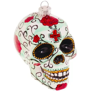 Krebs Glas Lauscha Weihnachtsornament Totenkopf Rose 1-tlg. 10cm