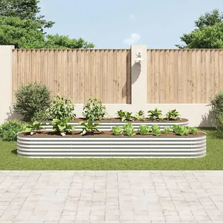 vidaXL Garten-Hochbeet 400 x 80 x 44 cm Verzinkter Stahl Silbern - Silber