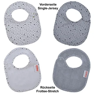 Wörner Lätzchen »Sterne grau Druckknopflatz 22x29 cm« 2 Stk. tlg. mit Druckknöpfen, maschinenwaschbar, trocknergeeignet, grau