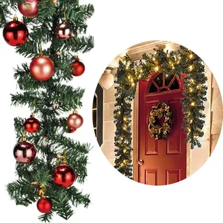 XXL LED Tannengirlande 810cm mit 100 LED inkl. 60 Stück Baumkugeln Rot - Rot