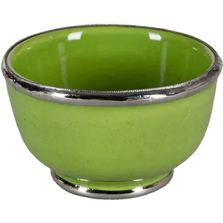 Orientalische Dipschale Cariba handgefertigt aus Keramik in Grün 11 cm | Handbemalte grüne Keramik aus Ton und ein Silberrand machen Cariba zur individuellen marokkanischen Dipschale in Handarbeit.