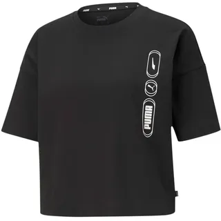 PUMA Damen T-Shirt - Rebel Fashion Tee, Crop-Top, Rundhals, Kurzarm, uni Schwarz XS - Schwarz