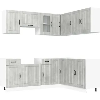 vidaXL 11-tlg. Küchenschrank-Set Lucca Betongrau Holzwerkstoff - Grau