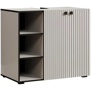 trendteam smart living - PureBliss - Waschbeckenunterschrank - Kashmir Hellgrau -Rillenoptik - 3 offene Fächer + 1 Einlegeboden - (BxHxT) 90 x 79 x 53cm - edle Metallgriffe