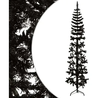The Living Store Künstlicher Halb-Weihnachtsbaum Ständer Schlank Schwarz 240 cm - Schwarz