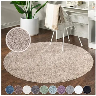 Carpet City Hochflor-Teppich »City Shaggy« rund 30 mm Höhe Teppich Langflor, Uni, Shaggy, flauschig-weich, beige