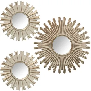 DRW Set mit 3 runden Wandleuchten mit Spiegel aus Melamin, 35 cm, -1 25 cm, 2 Stück