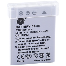 DSTE Ersatz Batterie Akku kompatibel mit Nikon EN-EL8 Coolpix P1 P2 S1 S2 S3 S5 S6 S7 S8 S9 S50 S51 S52 Cool-Station MV-11 MV-121 Kamera