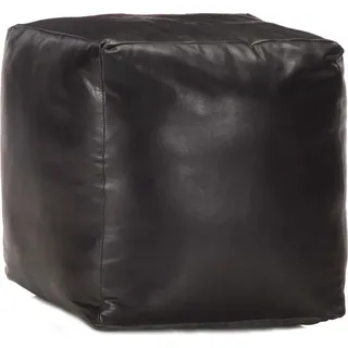 Pouf Schwarz 40 x 40 x 40 cm Echtes Ziegenleder - Schwarz