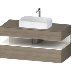 Duravit Qatego Konsolenwaschtischunterbau, 1 Auszug, 1 Schubkasten, Ausschnitt mittig, 1200x550x600mm, Nische Weiß Hochglanz, QA4732022, Farbe: Eiche Terra