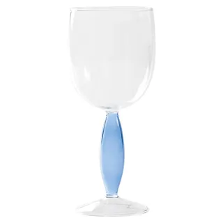Zafferano 4er-Set Rotweingläser der Serie Doric aus mundgeblasenem Borosilikatglas mit hohlem Stiel in elegantem Transparent und Blau