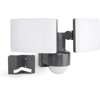 SEBSON LED Außenleuchte Bewegungsmelder IP65 - Wand-/ Eckmontage - anthrazit 40W 3500lm kaltweiß - Wandleuchte Sensor 10m/ 240° - zwei Fluter 230V