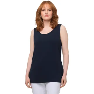 Ulla Popken Damen große Größen Übergrößen Plus Size Top, Stretch, Seitenschlitze, Crêpe-Qualität, Selection mitternachts blau 54+ 666765769-54+