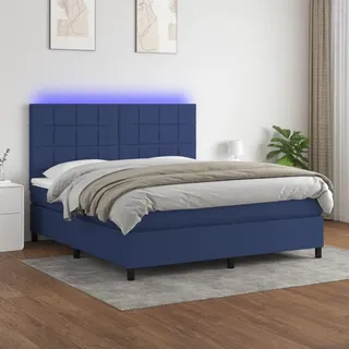 vidaXL Boxspringbett mit Matratze & LED Blau 180x200 cm Stoff - Blau