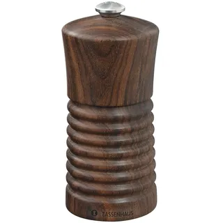 Zassenhaus Salzmühle HEILBRONN 13 cm | Nussbaum | Mit stufenlos verstellbarem Hochleistungs-Keramikmahlwerk | Befüllte Gewürzmühle | Ø 5,8 × 13 cm