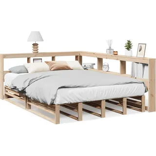 vidaXL Massivholzbett mit Regal ohne Matratze 160x200 cm Kiefer - Braun