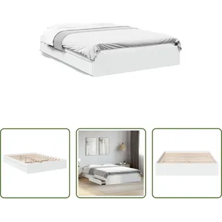 The Living Store Bettgestell mit Schubladen Weiß 160x200 cm Holzwerkstoff - Weiß