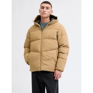 Steppjacke JACK & JONES "JJGLOBAL PUFFER JACKET", Herren, Gr. M, braun (e.wood), Web, Obermaterial: 100% Polyester, unifarben, regular fit normal, Jacken Steppjacke
