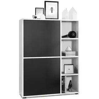 Vladon Highboard Cuba Türen in Schwarz matt , Holzwerkstoff , 79x105.5x35.5 cm , Kleinmöbel, Kommoden, Highboards