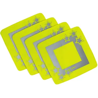 Reer LightReflex Reflektor-Set, 4 Stück, leuchtend und reflektierend, entsprechen der Norm für Warnkleidung, gelb