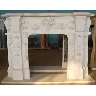 Casa Padrino Luxus Barock Marmor Kaminumrandung Weiß 190 x H. 142 cm - Weiß