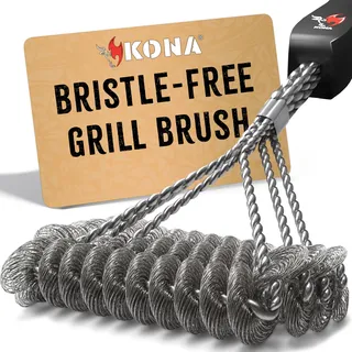 Kona Safe/Clean Grillbürste, borstenfreie Grillbürste, 100% rostbeständiger Edelstahl-Grillreiniger, sicher für Porzellan, Keramik, Stahl, Gusseisen, tolles Grillzubehör