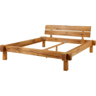 MASSIVMOEBEL24.DE Balkenbett Wildeiche 180x200x85 cm natur geölt JANGALI #712