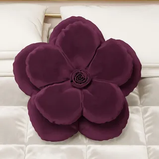 PETTI Artigiani Italiani - Blumenkissen aus Samt mit Füllung, Schlafzimmer Kissenbezüge, Dekokissen in Blumenform, Kissen Samt Pflaume Blume 1 Stück - Durchmesser 50 cm