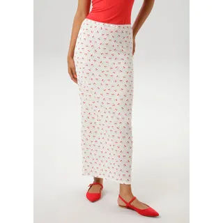 Aniston CASUAL Maxirock allover mit Kirschen bedruckt, weiß