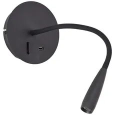 Brilliant LED Wandstrahler »Jutta«, USB-Anschluss, flexibler Lesearm, 170 lm, 3000 K, schwarz, braun