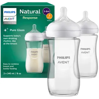 Philips AVENT Natural Response aus Glas 2er-Pack, mittlere Durchflussrate,