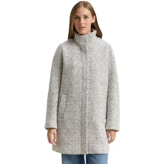 TOM TAILOR Denim Damen 1047539 Bouclé Wollmantel mit Stehkragen, 35878-White Black Boucle, M