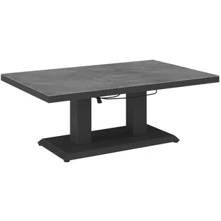 Ambia Garden Loungetisch , Dunkelgrau , Metall, Glas , rechteckig , eckig, Säule , 85x51-71x140 cm , höhenverstellbar , Gartenmöbel, Loungemöbel, Lounge-Serien