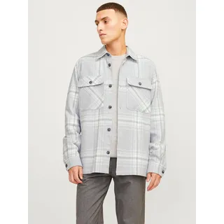 JACK & JONES Langarmhemd »JPRRAYMOND MELANGE CHECK LS OVERSHIRT SN«, grau