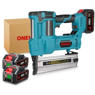 Seesii Akku-Nagler Set, 18GA Elektrische Nagelpistole mit 2 x 2,0Ah Akkus und 1000 Nägeln/Klammern, einstellbare Nageltiefe, 2-in-1 Brad-Nagler/Klammerer für Holzverarbeitung