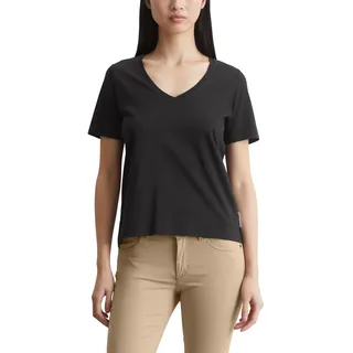 Marc O'Polo Damen T-Shirt mit V-Ausschnitt Regular Fit, Schwarz (Black), S