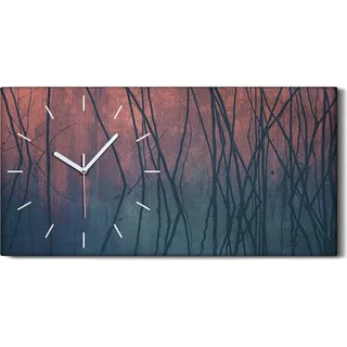 Leinwand Wanduhr Wandkunst Uhr 60x30 Foto Wand Trockene Bäume auf Gemälden - weiße Hände - Blau
