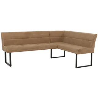 Mendler Eckbank HWC-O81, Esszimmerbank Bank, (310g/m2) Chenille Stoff/Textil Metall 210x159cm ~ hell