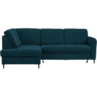 Carryhome Ecksofa , Petrol , Textil , Buche , massiv , Ottomane links, L-Form , 241x184 cm , Stoffauswahl, seitenverkehrt erhältlich, Schlafen auf Sitzhöhe, Rücken echt , Wohnzimmer, Sofas & Couches, Wohnlandschaften, Ecksofas mit Schlaffunktion