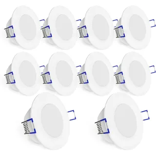 linovum® WEEVO IP44 LED Decken Einbauleuchten 10er Set extra flach - Strahler Spot neutralweiß für Bad, Küche, Möbel, Außen