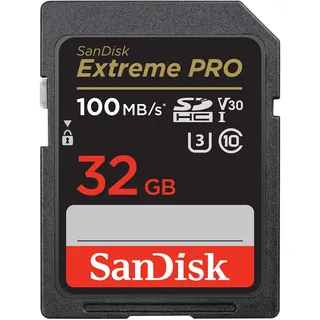 SanDisk Extreme PRO SDHC UHS-I Speicherkarte 32 GB (V30, Übertragungsgeschwindigkeit 100 MB/s, U3, 4K UHD Videos, temperaturbeständig)